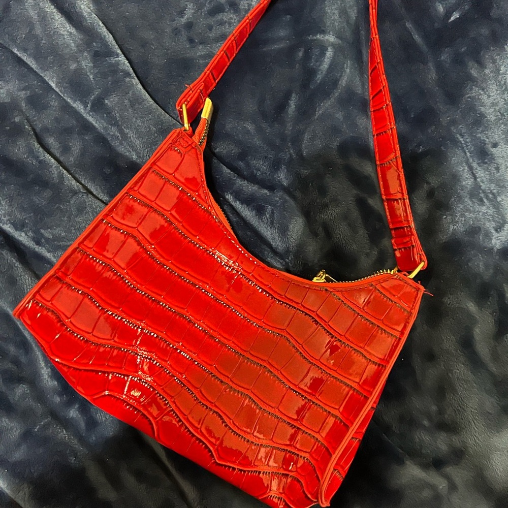 shein red snake skin band bag
